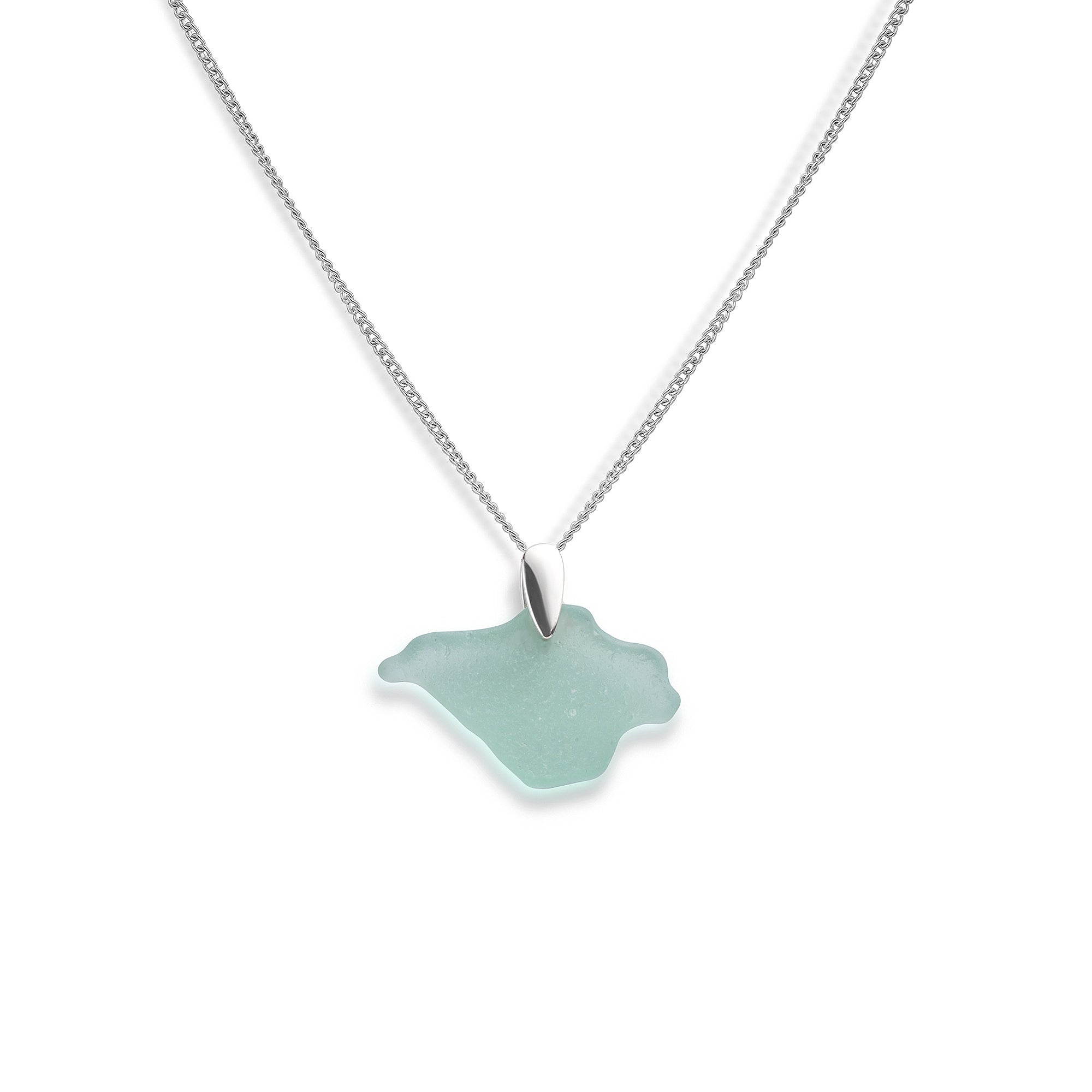 Sea foam green Isle of Wight sea glass shaped necklace