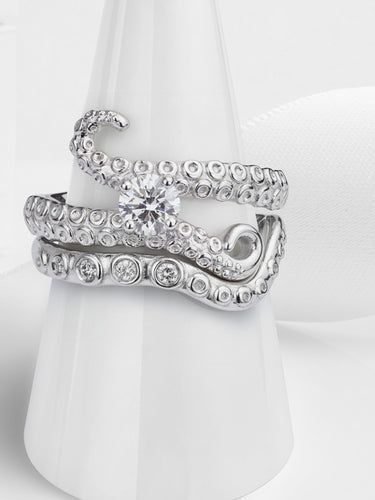 Octopus engagement ring and wedding ring set 