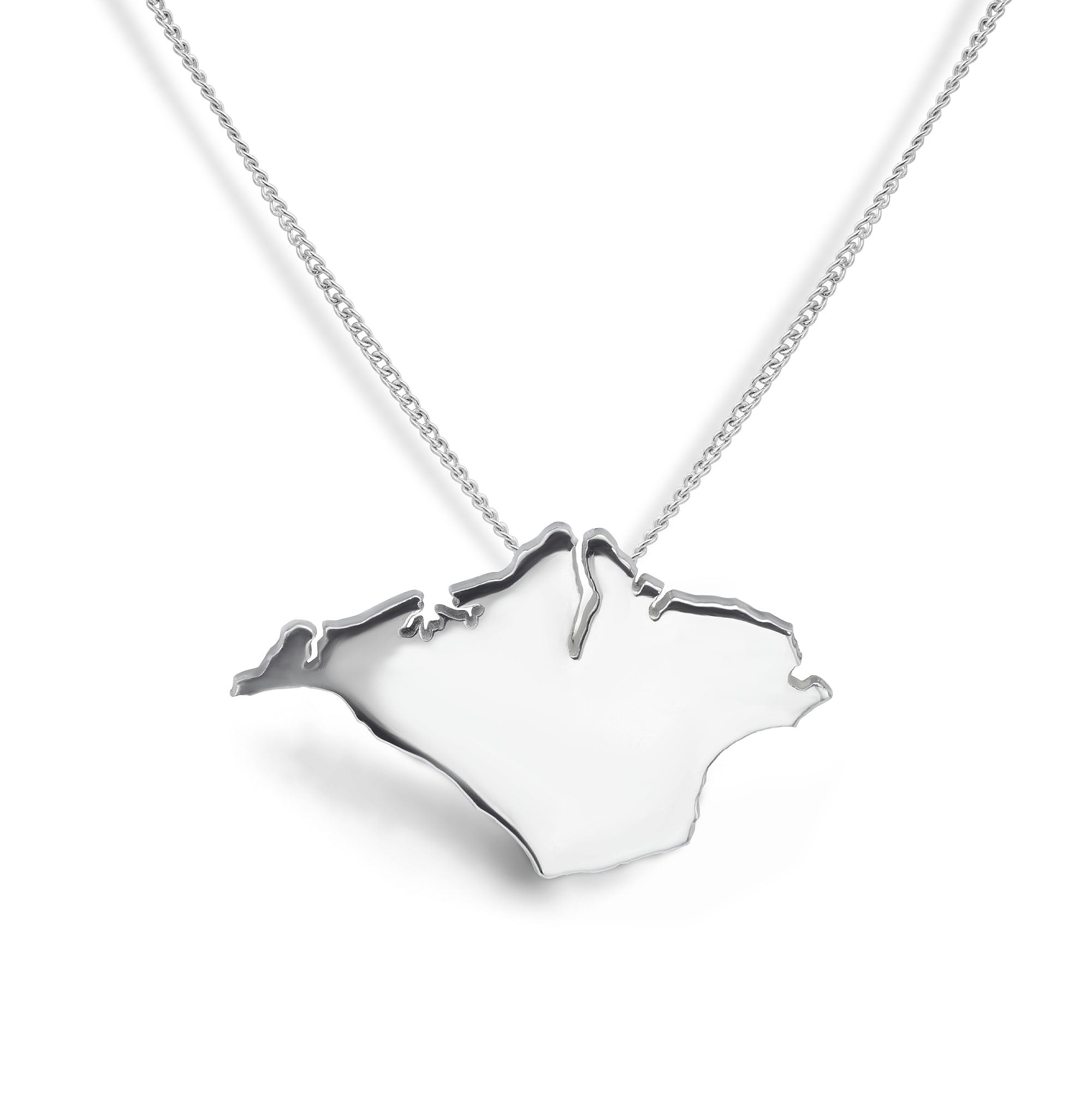 Isle of Wight Shaped Necklace in Silver