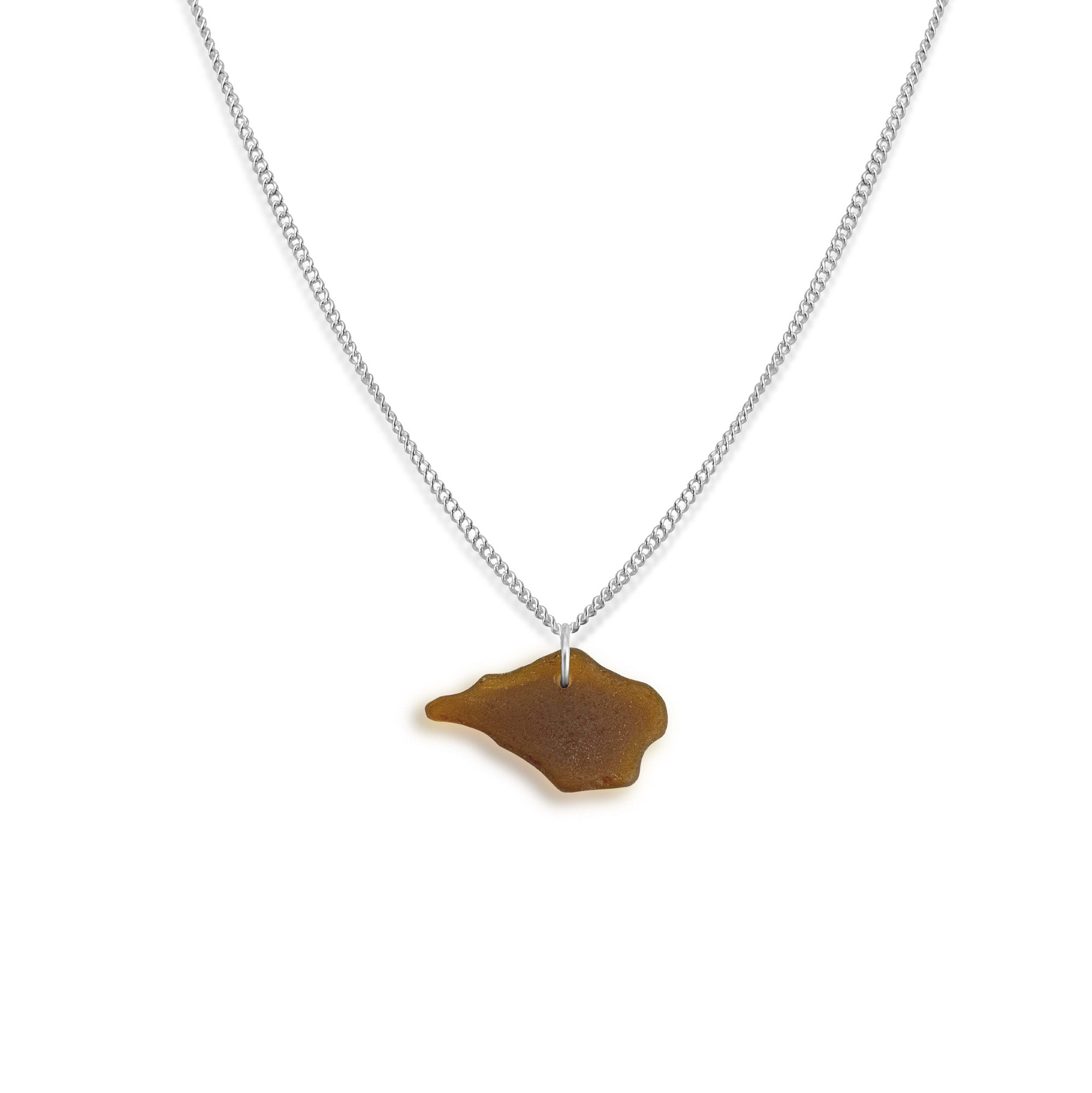 Brown Isle of Wight Shaped Sea Glass Necklace