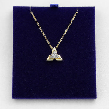 9ct Yellow Gold Triangular Diamond Pendant Necklace
