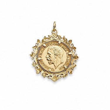 1930 Gold Sovereign Coin in 9ct Pendant Surround front view