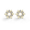Yellow Gold Circular Diamond Sun Earrings