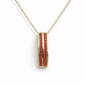 Double channel gold tangerine garnet slider necklace front
