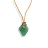 Teal blue diamond shaped sea glass necklace with tan cord