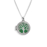 Tree of Life Ashes Locket in Silver with Green Ashes in Resin - Front View