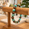 Turquoise and Wenge Wood Bracelet on Display Stand