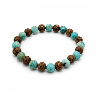 Turquoise and Wenge Wood Bracelet on white background