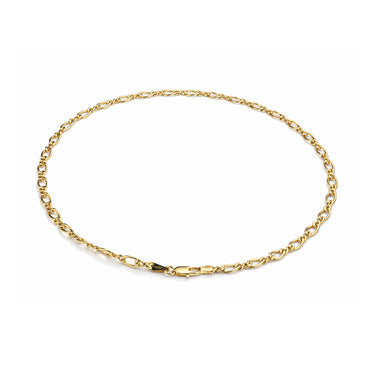 Twisted Link Figaro Chain Necklace – 9ct Yellow Gold, 18" Length full view