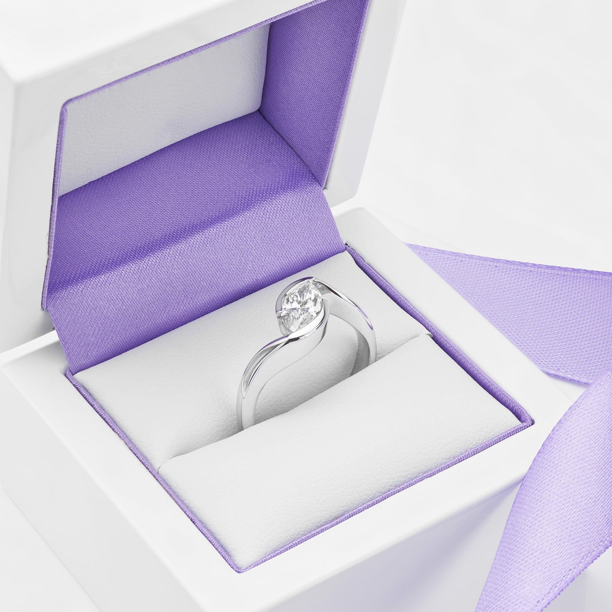 Ursa Marquise Twist Engagement Ring Boxed View