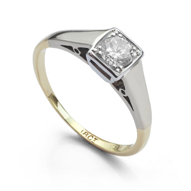 Vintage 18ct Gold & Platinum Diamond Solitaire Ring 