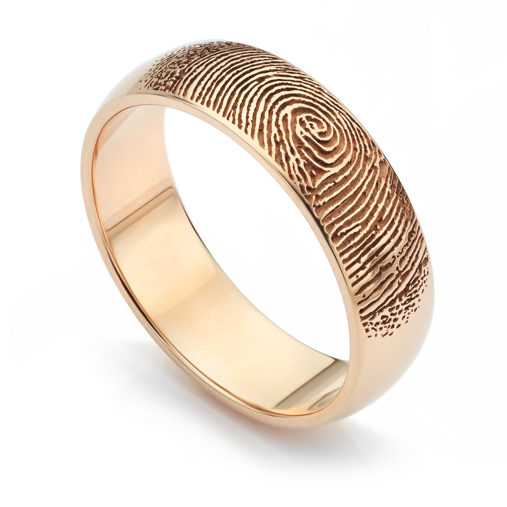 Wide Rose Gold Fingerprint Engraved Band