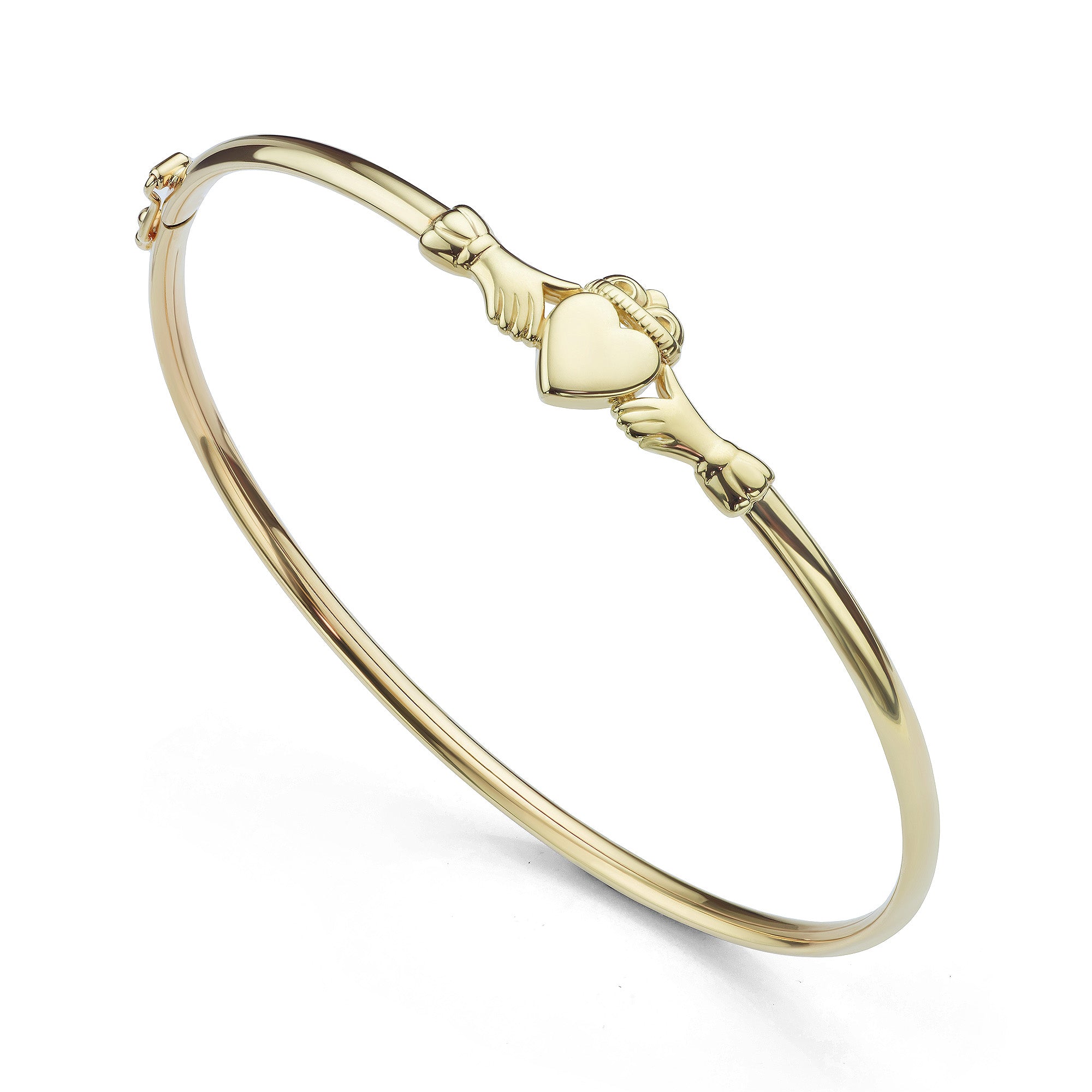 Pre-loved 9ct yellow gold Claddagh bangle main view