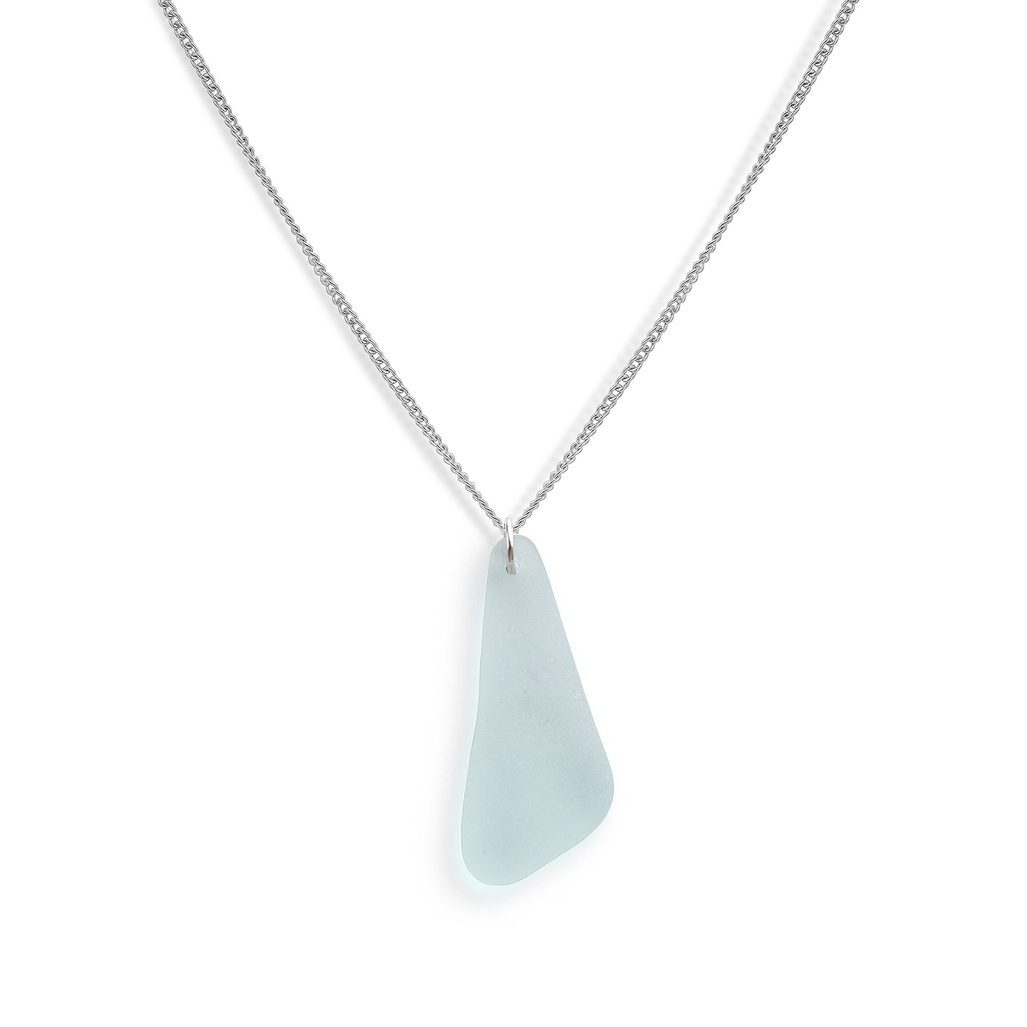 Aqua blue sea glass drop necklace