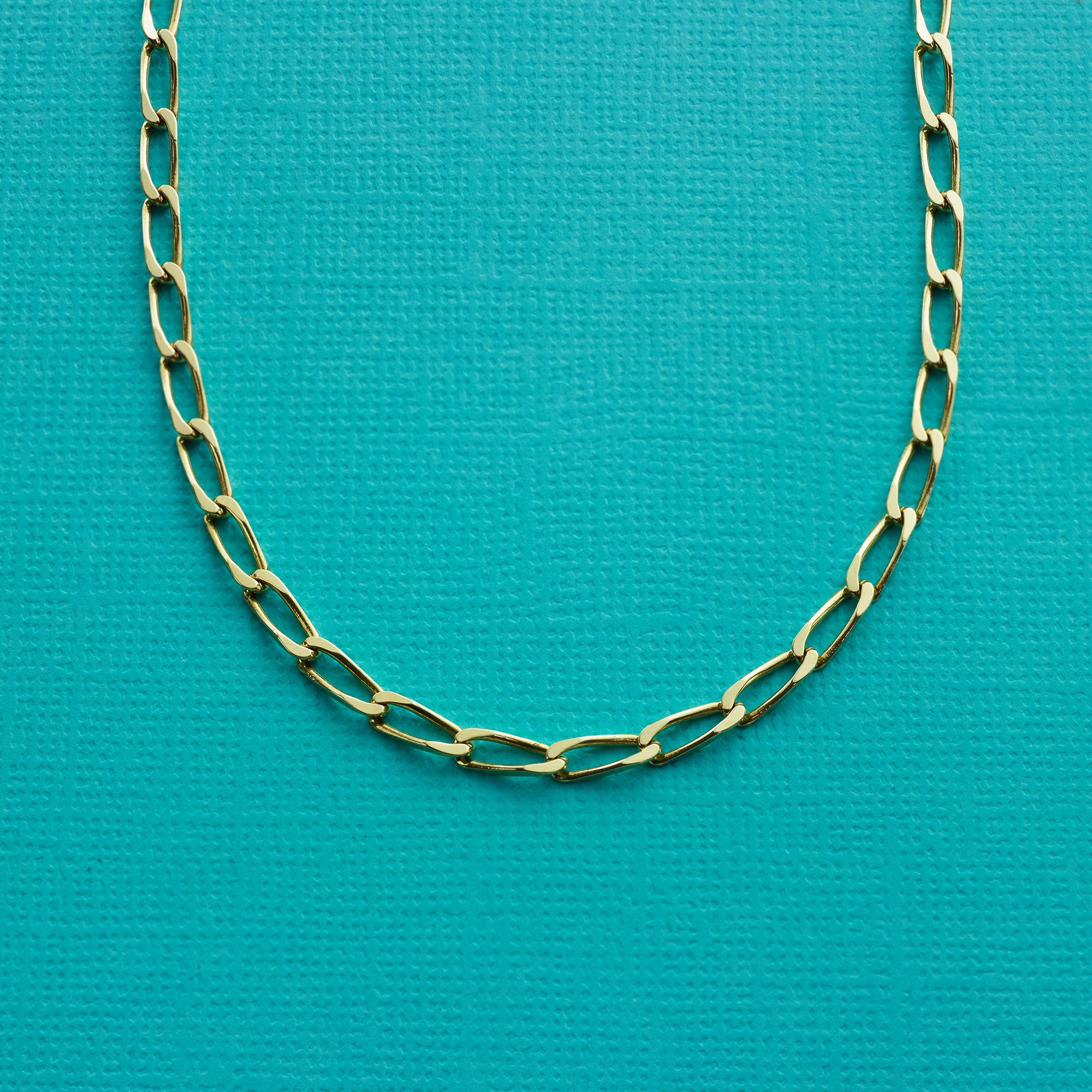 Elongated Link Gold Curb Chain 21"