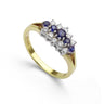 Pre-loved blue sapphire and diamond cluster ring 9ct yellow gold