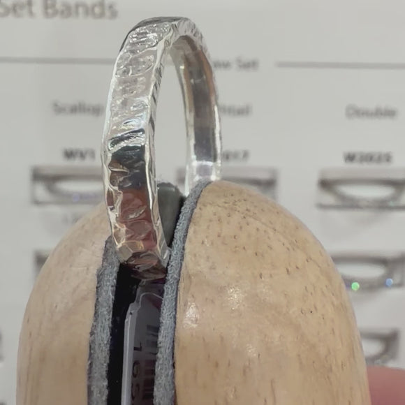 Hammered hand made silver 4mm ring