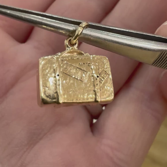 Vintage gold travel charm Rio Paris Luggage 