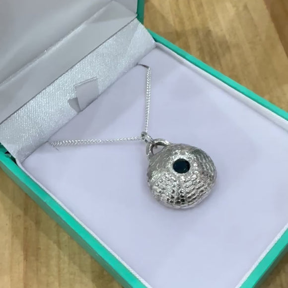 Silver Blue Sapphire Urchin Necklace Video