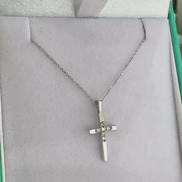 Pre-owned 14ct white gold diamond cross