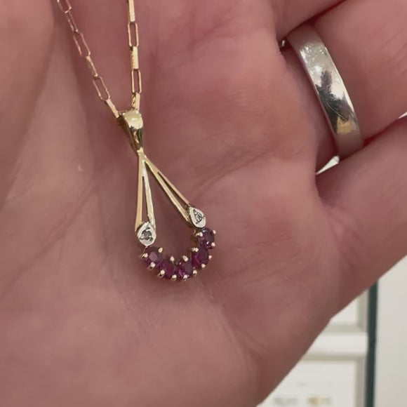 Pink Tourmaline and Diamond Drop Necklace