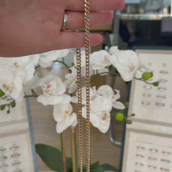 24.5 Inch 9ct Yellow Gold Flat Curb Chain