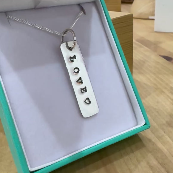 Silver Stamped Love Pendant Video