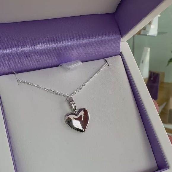 Heart shaped halo ashes pendant video showing front and back.