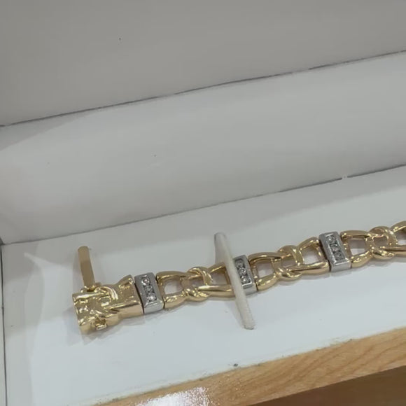 14ct yellow and white gold diamond bracelet pre-loved 