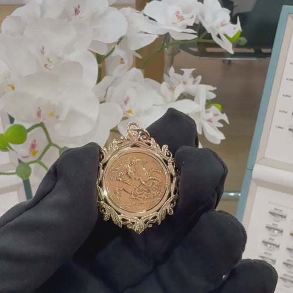 1930 Gold Sovereign Pendant in Ornate Setting Video