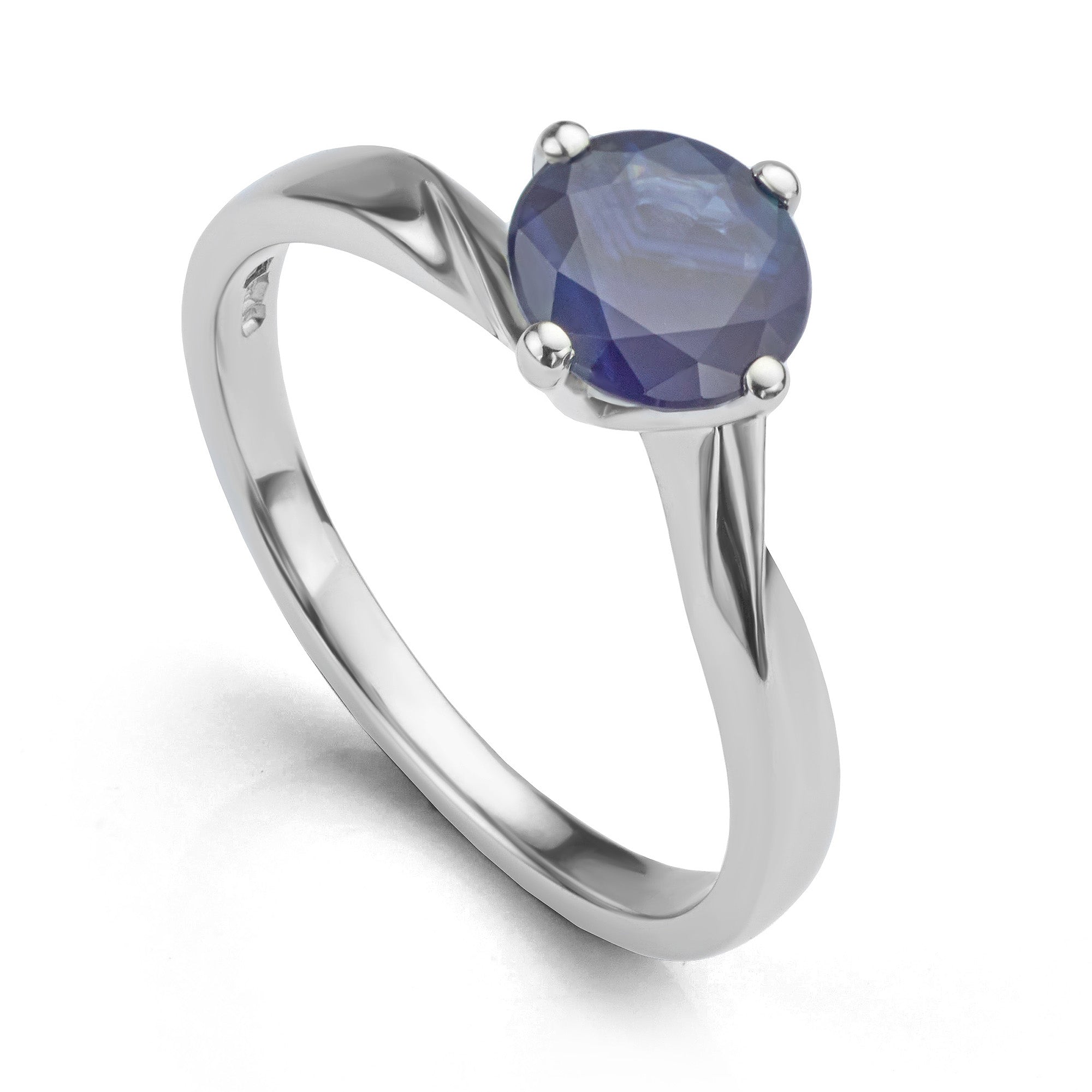 Platinum blue sapphire twist ring