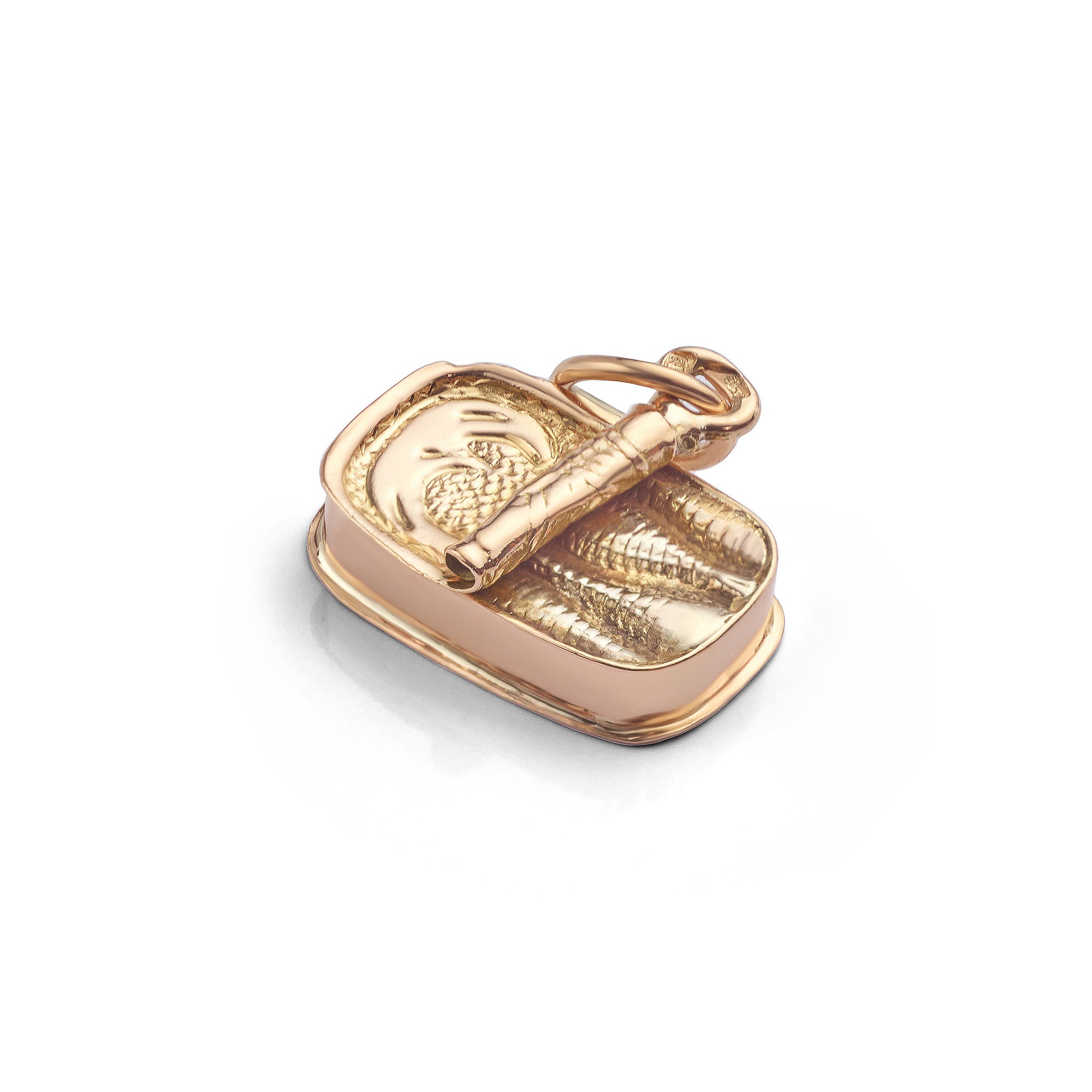 800 Gold Sardine Can Charm Top View