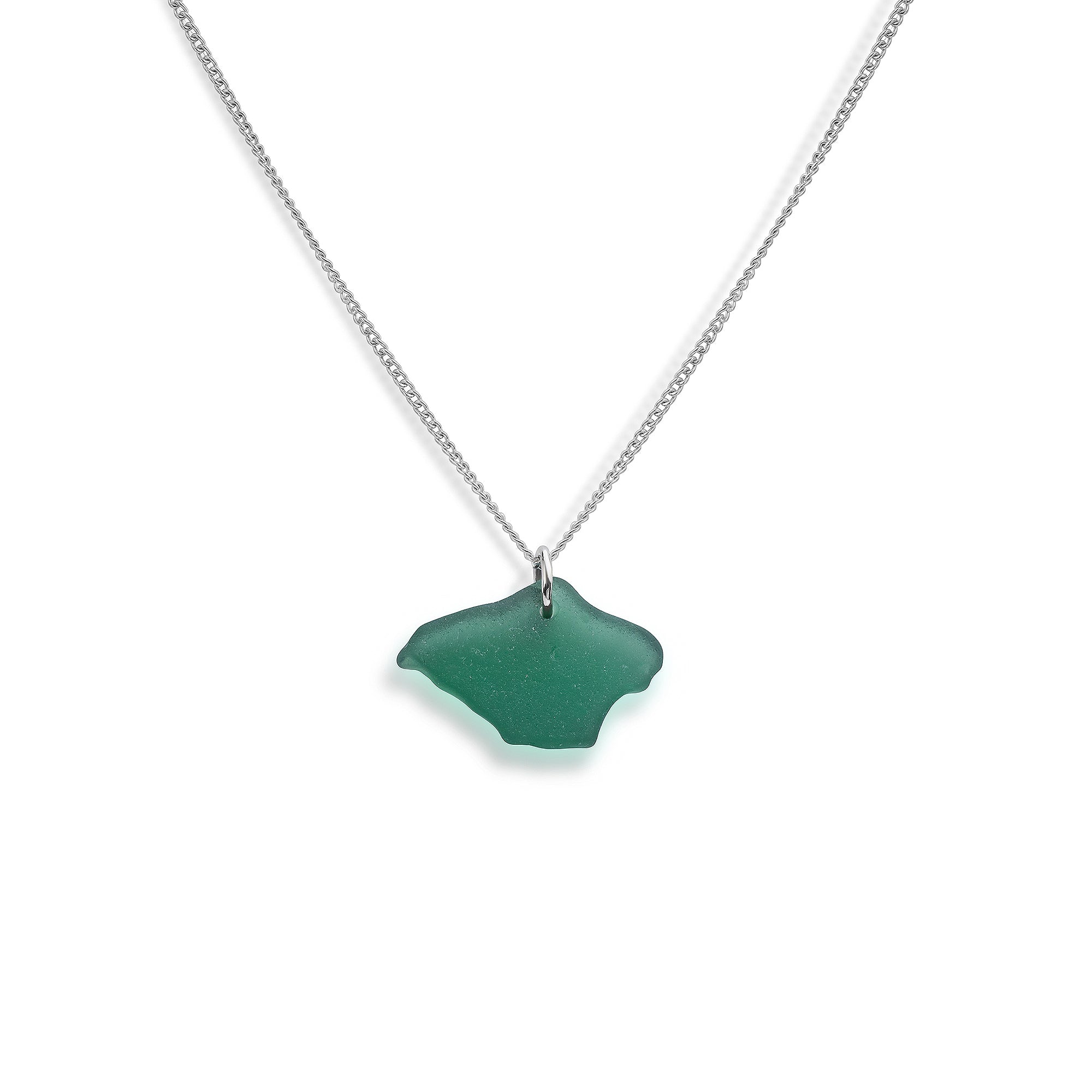 Teal isle of wight shaped sea glass necklace