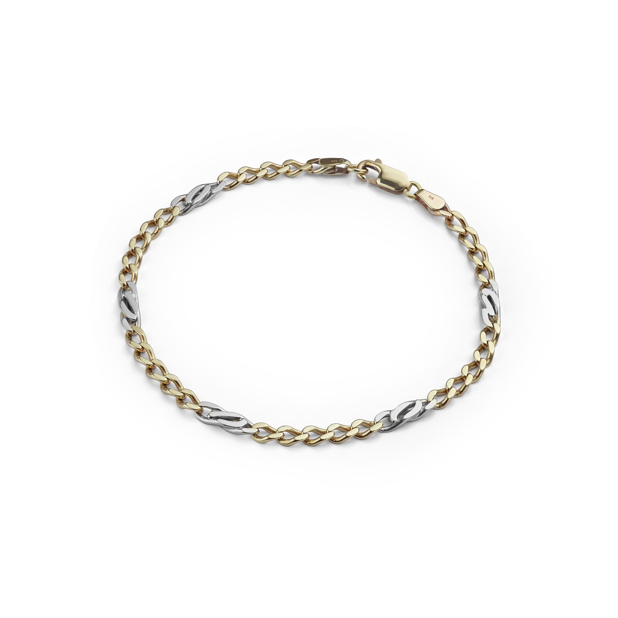 Yellow and White Gold Curb Bracelet Main Image